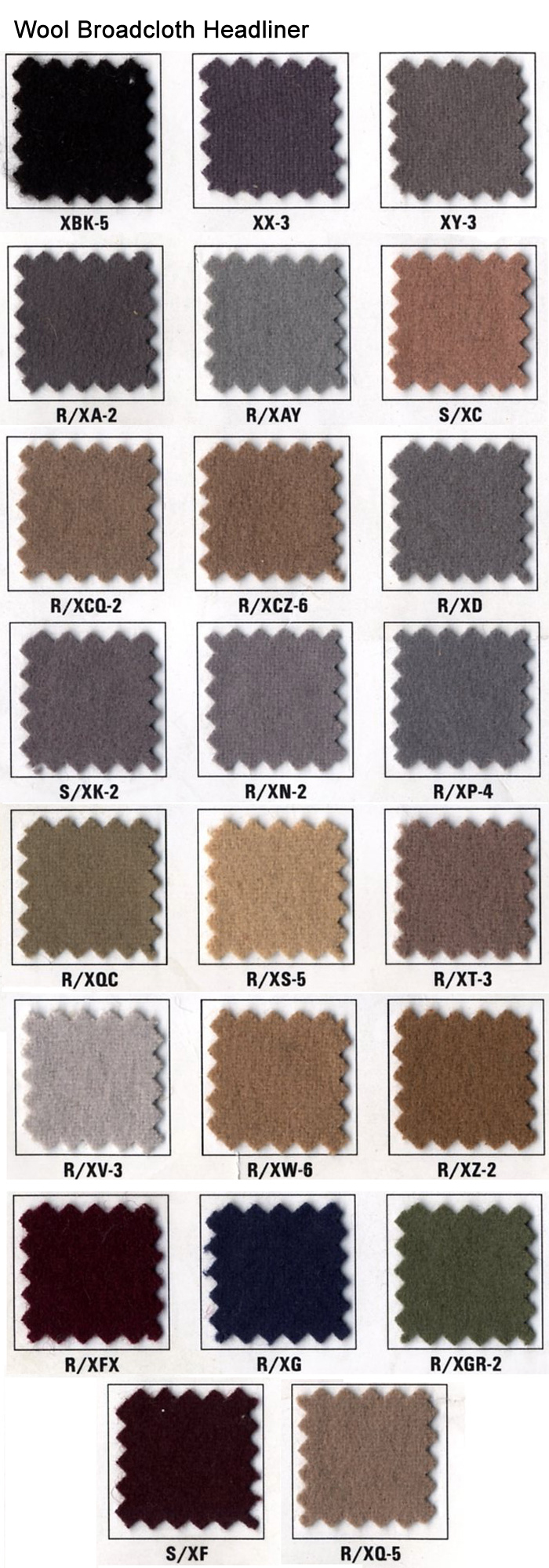 Headliner Color Chart