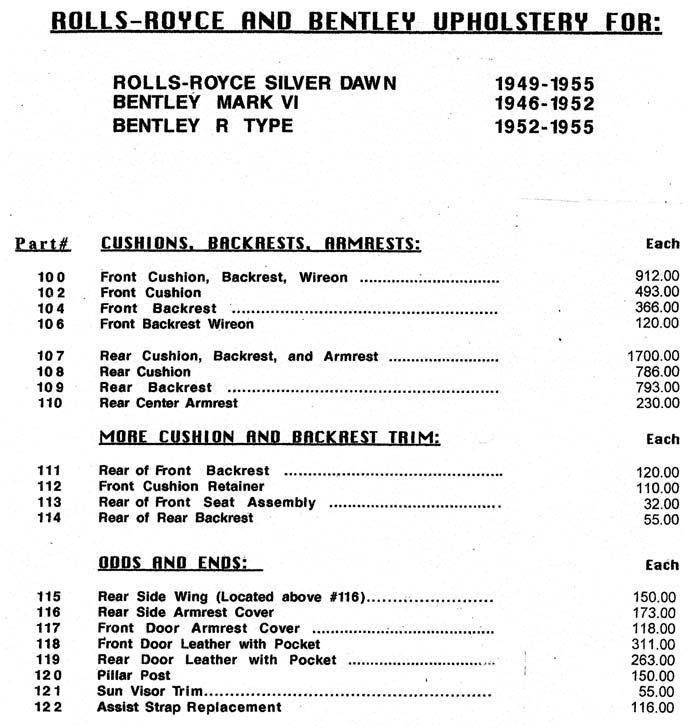 Price List Page 1